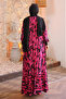 Fuchsia Patterned Skirt Tiered Viscon Dress - 7