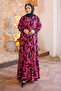 Fuchsia Patterned Skirt Tiered Viscon Dress