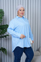 Women's Hijab Loose Cut Linen Shirt - Baby Blue - 5