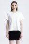 White Regular Fit Basic Women's T-Shirt 100% Cotton Slit Short Sleeve Crew Neck Solid Color T-Shirt - 4