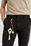 Handmade Brown Cream Color Men's Bag Charm Pants Belt Accessory Keychain