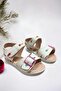 White Ice Cream Patterned Velcro Girls' Sandals - 4