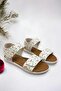 White Cherry Patterned Velcro Girls' Sandals - 4