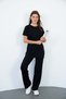 Viscose Short Sleeve Tunic & Pants Set-Black - 9