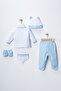 Blue Baby Boy Striped Teddy Bear 5-Piece Hospital Discharge Set - 2