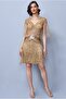 Sybill Fringe Flapper Dress in Gold