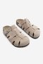 Women's Genuine Leather Closed Front Eva Sole Buckle Daily Suede Sabo Slippers Yolis Beige Suede - 5