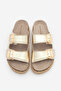 Women's Thick Straw Sole Double Banded Daily Slippers Tesmo Gold - 5