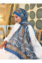 Ethnic Pattern Cotton Shawl Blue Ps22 - 3