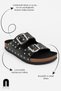 Daily Women's Black Slippers Double Buckle Metal Detailed Soft Orthopedic Cork Sole Shoes 118 - 5