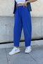 Women's Cobalt Blue Imported Muslin Fabric, Elastic Waist, Comfortable Fit Trousers with Pockets - Suitable for Hijab - 3