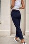 Navy Blue Elastic Waist, Pocket Detail, Casual Trousers - 2