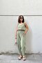 Khaki Imported Muslin Fabric, Elastic Waist, Pocket Comfortable Fit Trousers - Suitable for Hijab - 3