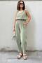 Khaki Imported Muslin Fabric, Elastic Waist, Pocket Comfortable Fit Trousers - Suitable for Hijab