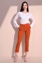 Women's Tile Waist Elastic Stripe Detailed Pencil Pants with Back and Side Pockets - 3