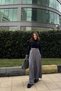 Gray Elastic Waist, Pocket, Spanish / Wide Leg Special Fabric, Comfortable Fit Trousers - Suitable for Hijab - 5