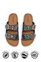 Daily Women's Black Slippers Double Buckle Stone Bead Detailed Stitched Orthopedic Cork Sole 34155 - 6