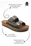 Daily Women's Black Slippers Double Buckle Stone Bead Detailed Stitched Orthopedic Cork Sole 34155 - 5