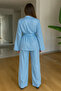 Baby Blue Shawl Collar Kimono Pants Set - 98655 - 2