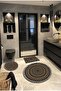 Tan, Non-Slip Base 3-Piece Round Bathroom Rug, Bath Mat (100X100-60X60-40X60 cm)