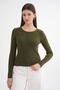 6931 Women's Buttoned Ribbed Knitwear Cardigan Khaki