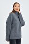 6907 Women's Ribbed Detailed Knitwear Sweater Anthracite - 5
