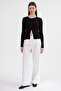 6931 Women's Buttoned Ribbed Knitwear Cardigan Black - 2