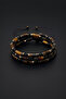 Natural Stone Tiger's Eye, Agate and Hematite Stone Cylinder Pendant - 3