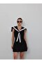 Women's Black Contrast-Striped Collar-Detail Dress - 3