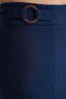4565 Women's Slit Buckle Detailed Linen Skirt Navy Blue - 4