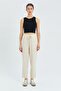 4566 Women's Elastic Waist Linen Trousers Natural - 2