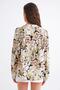 4649 Women's High Collar Floral Patterned Gathered Blouse Khaki - 7