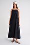 4687 Women's Rope Strap Midi Denim Dress Navy Blue - 2