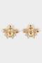 Women's Bee Detailed Gold Earrings F0875Axns - 3