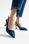 Women's Navy Cobalt Blue Mais Satin Front Knot Detail Evening Dress Sitiletto Classic Heeled Shoes - 6