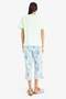 Regular Fit Short Sleeve Top Elastic Waist Patterned Capri Bottom-Fall in Love F3138Ax25Sm - 6