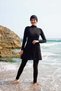 Women's Solid Color Full Covered Lycra Hijab Swimsuit Black (Wide Size Range) - 4