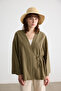 Oil Green Textured Kimono - 2