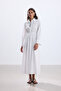 Ekru Poplin Shirt Dress with Pocket Detail - 5