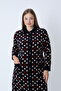 Women's Plus Size Cotton Blend Velvet Buttoned Dress / Black - Red 3772 - 7