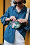 Green Ethnic Pattern Fabric Waist and Shoulder Bag with Gold Detail - 2