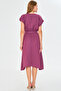 Women's Dusty Rose Elastic Waist Tie Dress ARM-19Y001060 - 4