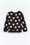 100% Cotton Heart Printed Girl's Sweatshirt - Dark Gray - 4