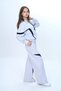 Girl's 100% Cotton Garnished Hooded Zippered Oversize Bottom & Top Trend Tracksuit Set-315