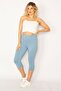 Women's Large Size Baby Blue Cotton Fabric Tights Capri 65n34244 - 6