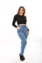 Women's Plus Size Blue Extra High Waist Skinny Lycra 5 Pocket Jeans Pants 65N37642 - 5