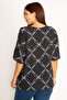 Women's Large Size Black Collar Flounce Blouse 65n34574 - 4