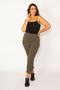 Women's Large Size Khaki Cotton Fabric Ruffle Detailed Leggings Capri 65n34125 - 7