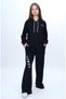 Girl's 100% Cotton Hooded Zippered 2 Thread Bottom & Top Tracksuit Set-309 - 2