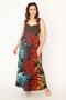 Women's Large Size Colorful Back Gipe Elastic Length Adjustment Strap Colorful Long Dress 65n32733